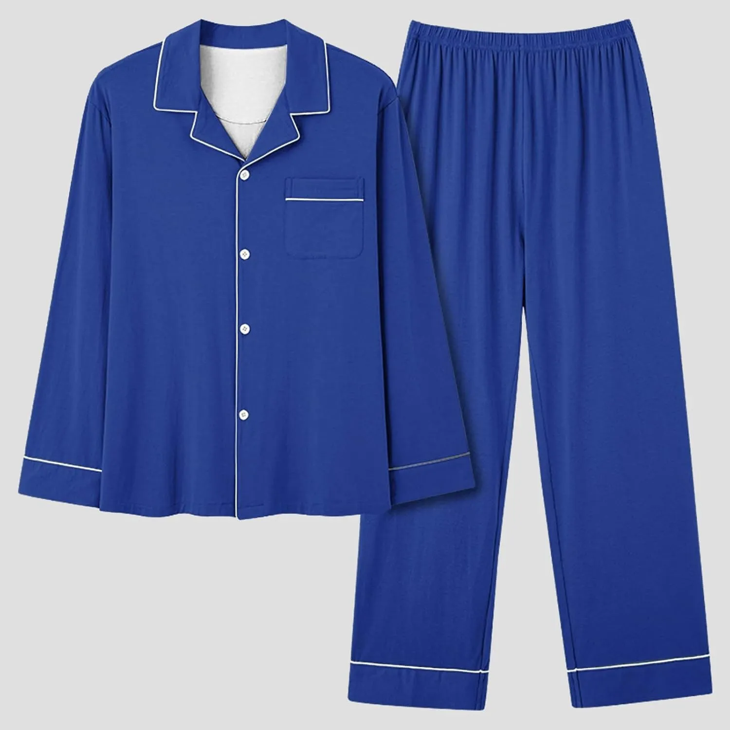 Pajamas For Women Fall Plus Size Long Sleeve Solid Color Pjs Set Button Down Pants And Top Loungewear Sets Sleepwear