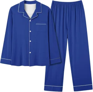 Pajamas For Women Fall Plus Size Long Sleeve Solid Color Pjs Set Button Down Pants And Top Loungewear Sets Sleepwear