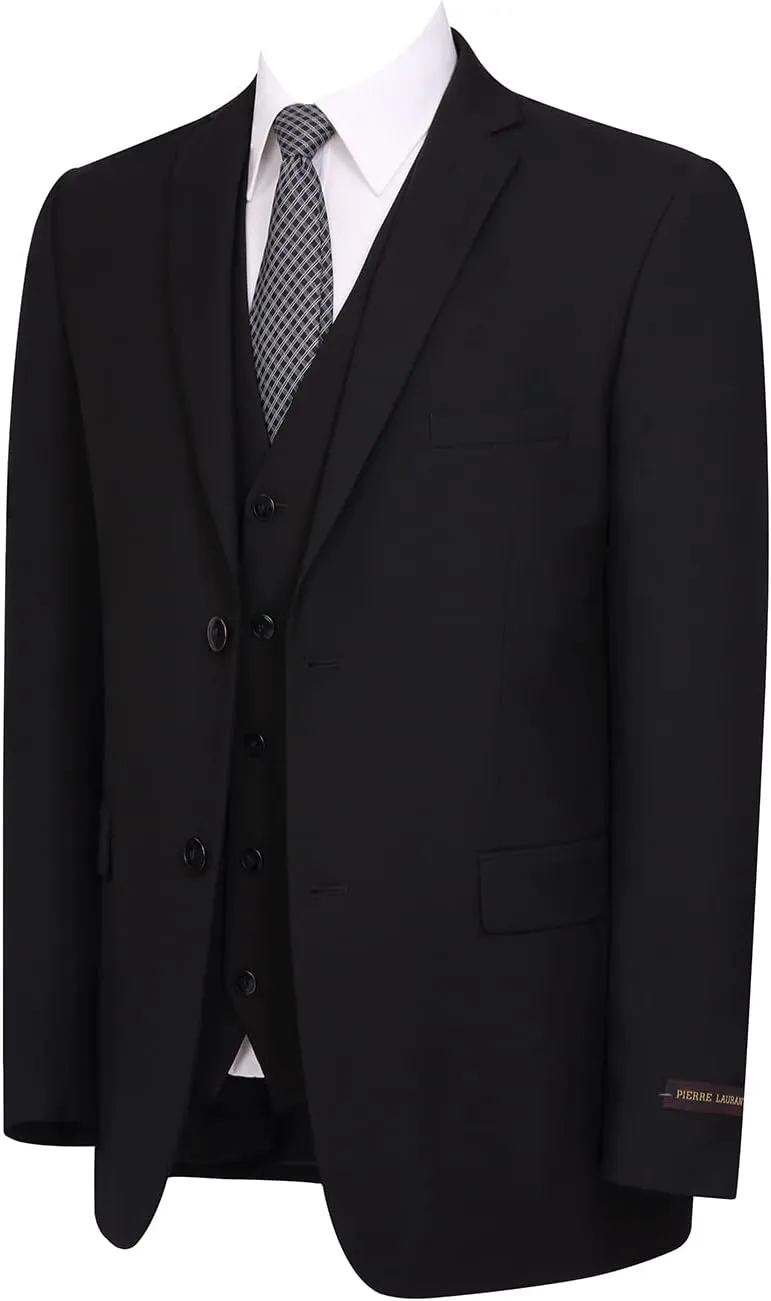 P&L Men's 3 Piece Slim Fit Suit Set Two Buttons Solid Office Jacket Vest Pants Dress Suit