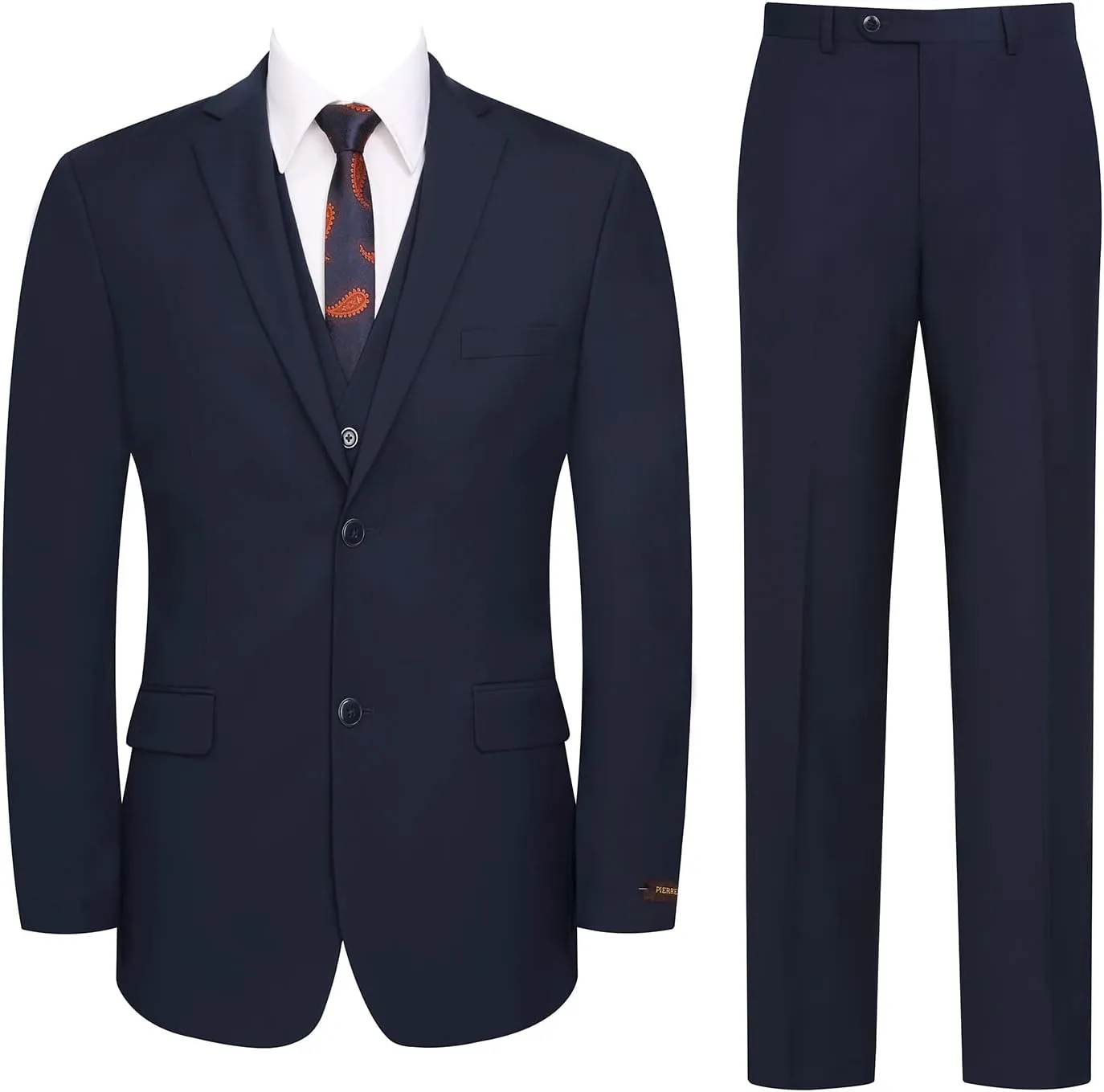 P&L Men's 3 Piece Slim Fit Suit Set Two Buttons Solid Office Jacket Vest Pants Dress Suit