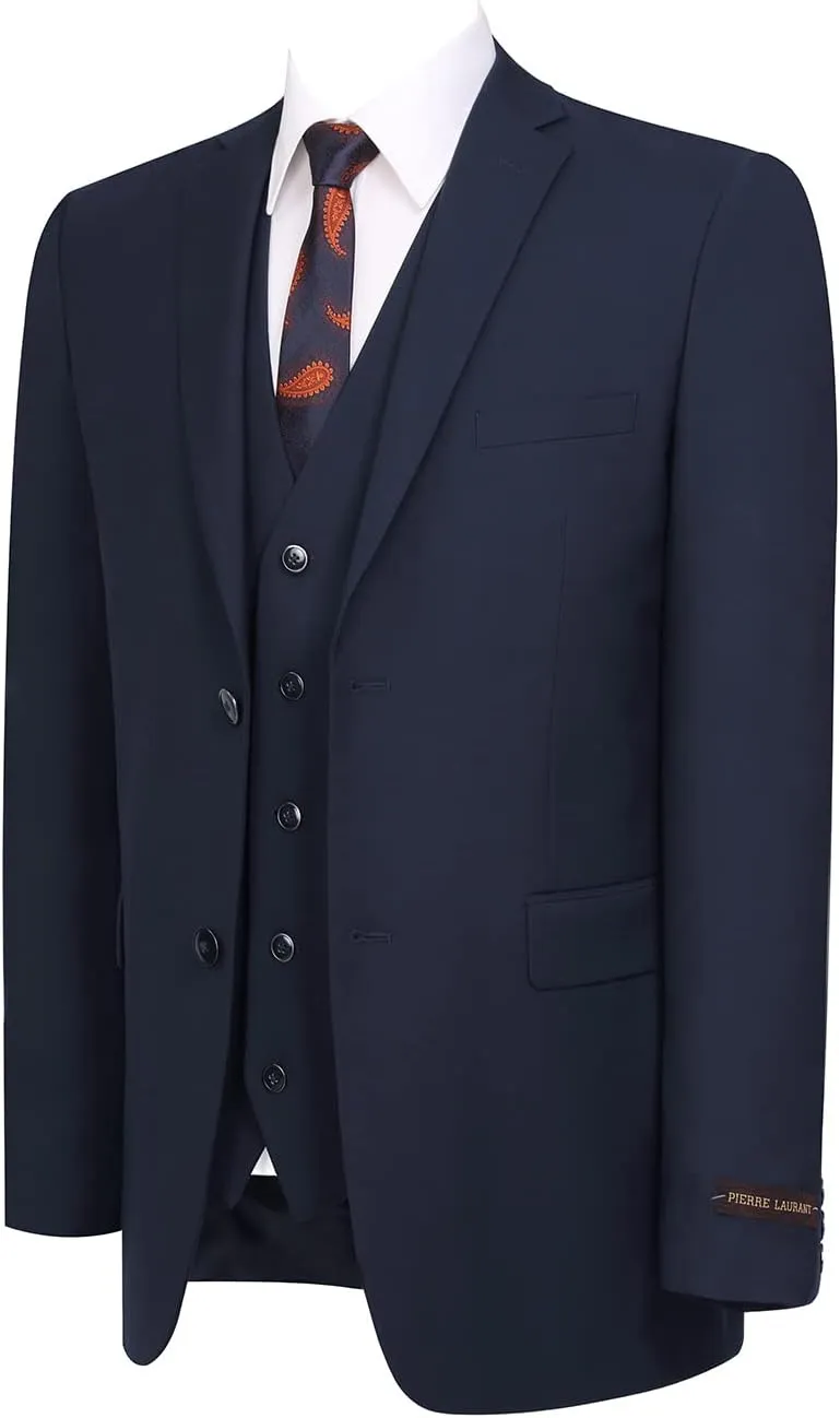 P&L Men's 3 Piece Slim Fit Suit Set Two Buttons Solid Office Jacket Vest Pants Dress Suit
