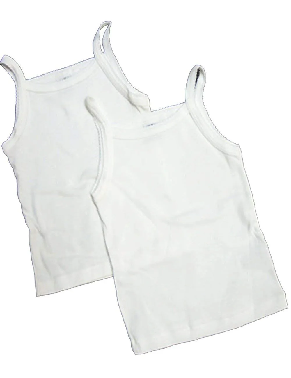 Petit Bateau 2 pc Solid White Girls Undershirts-Sizes: 2/18 Style 15038 (5, White)