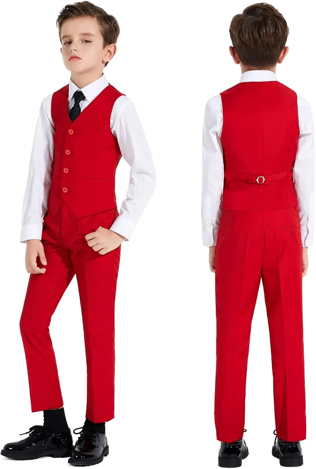 Plavict Boys Formal Suit Slim Fit for Boys Wedding Ring Bearer Outfit with Adjustable Waist
