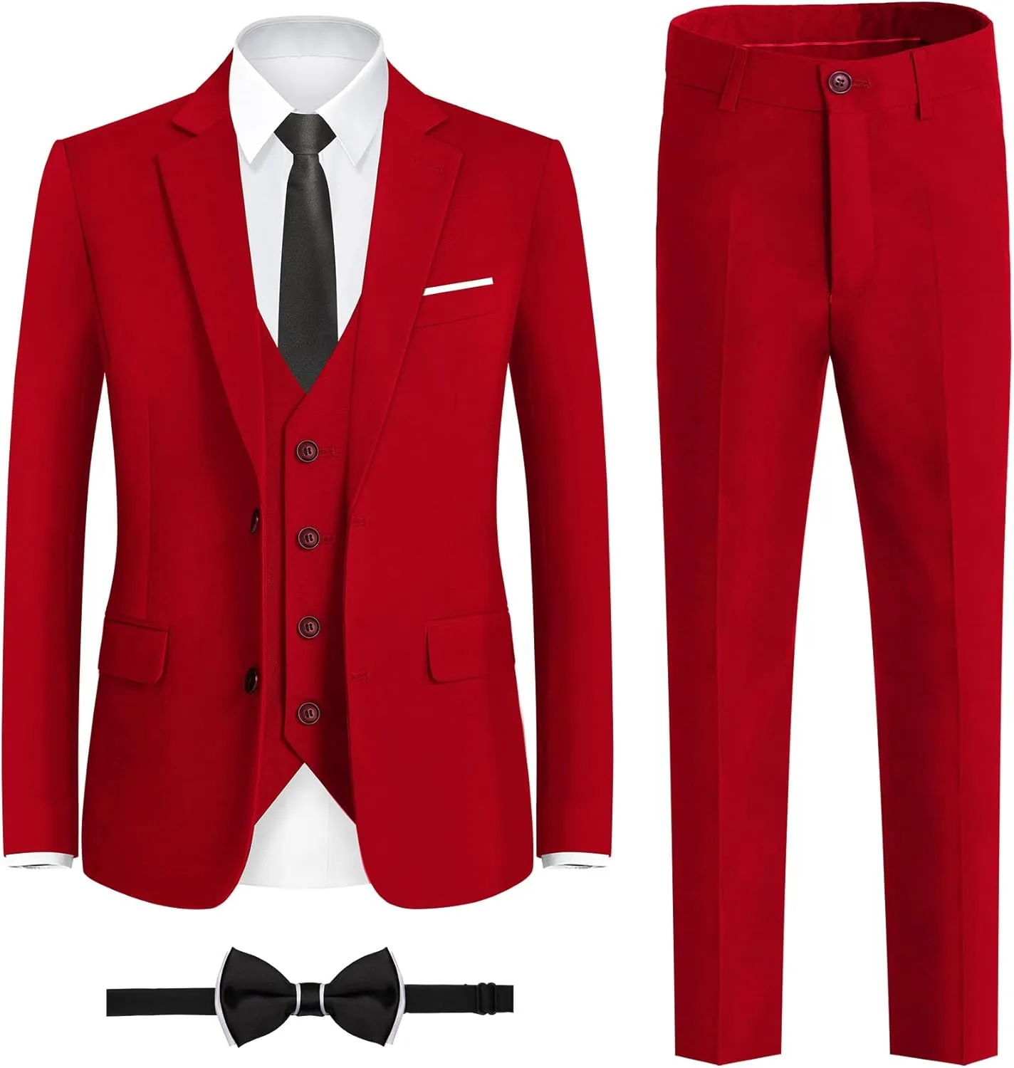 Plavict Boys Formal Suit Slim Fit for Boys Wedding Ring Bearer Outfit with Adjustable Waist