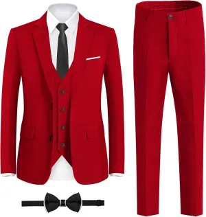 Plavict Boys Formal Suit Slim Fit for Boys Wedding Ring Bearer Outfit with Adjustable Waist