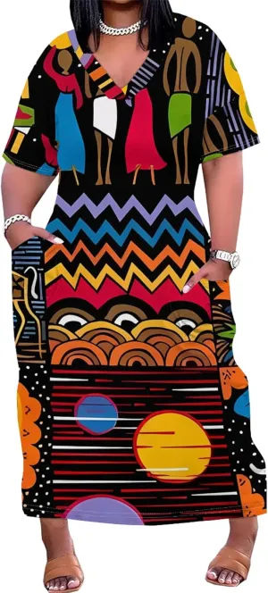 Plus Size Dresses for Curvy Women 2025 Summer Casual Short Sleeve Tshirt Long Maxi Dress with Pockets Beach Vacation Outfits
