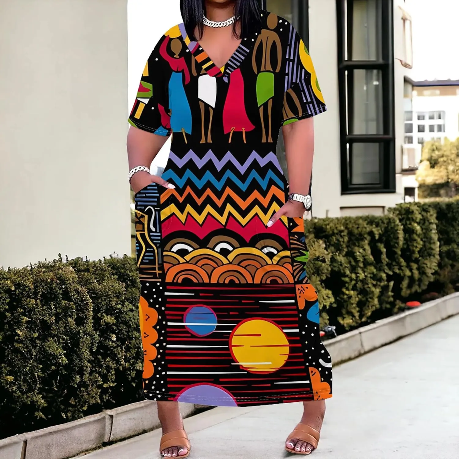 Plus Size Dresses for Curvy Women 2025 Summer Casual Short Sleeve Tshirt Long Maxi Dress with Pockets Beach Vacation Outfits