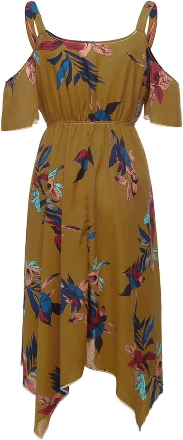 Plus Size Maxi Dress for Women Summer Casual Short Sleeve Floral Midi Dresses Sexy V Neck Vacation Beach Sundress