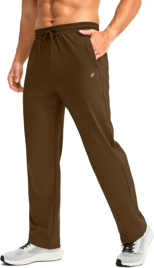 Pudolla Men's Fleece Lined Sweatpants with Zipper Pockets Winter Warm Water Resistant Athletic Pants for Workout Running