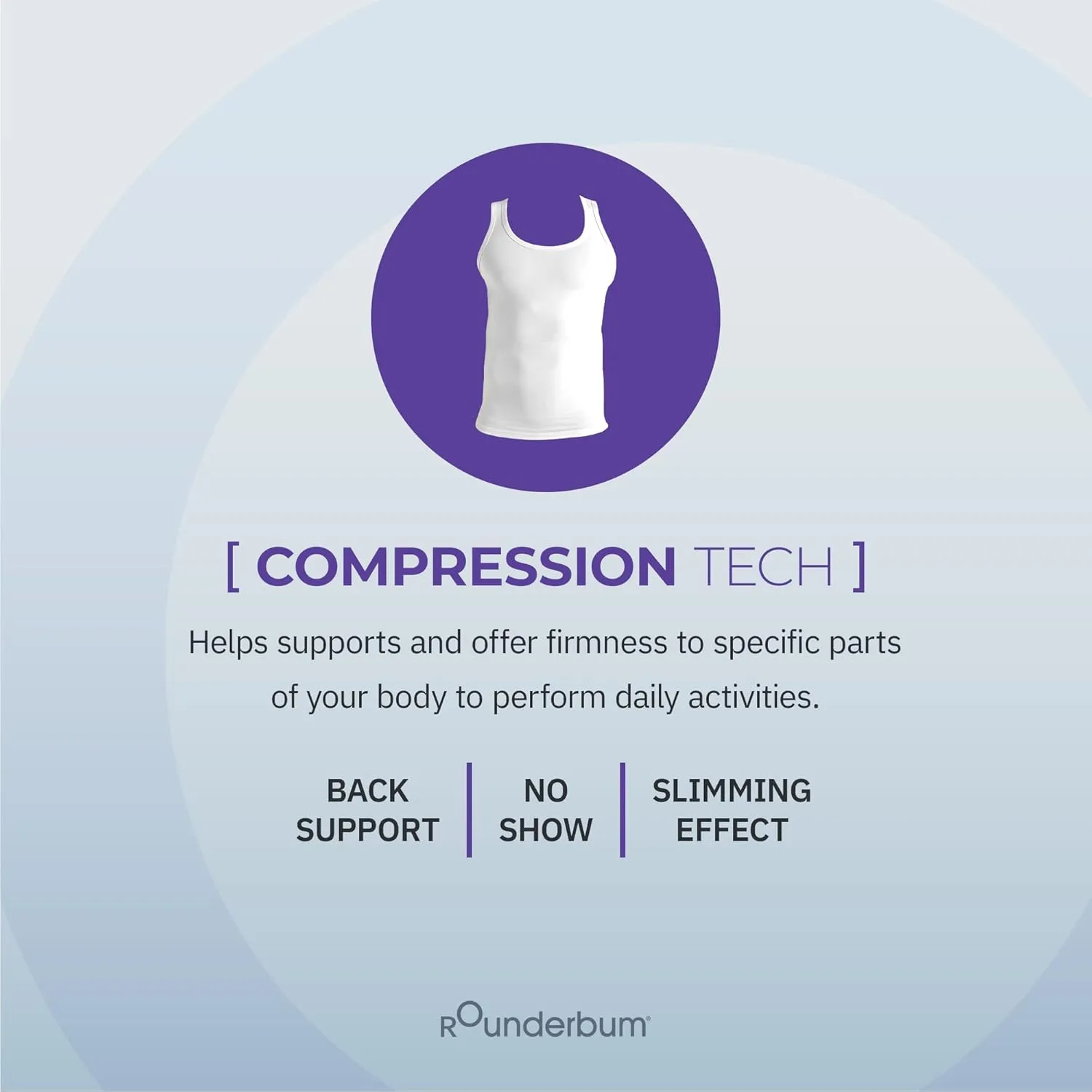 Rounderbum Mens Underwear | Compression Technology | Slim fit Cotton | Core Support Underwear | Slimming Male Tank Top