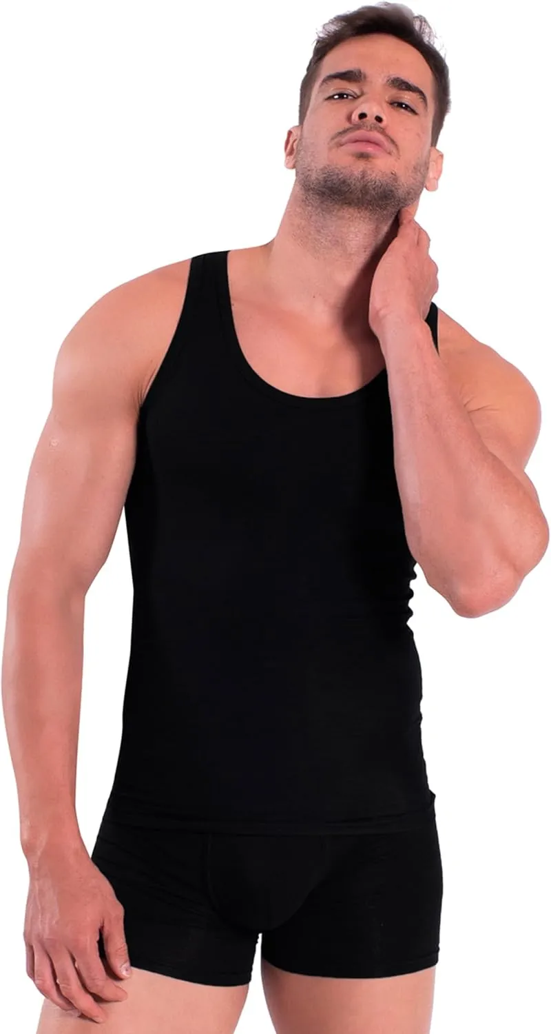 Rounderbum Mens Underwear | Compression Technology | Slim fit Cotton | Core Support Underwear | Slimming Male Tank Top
