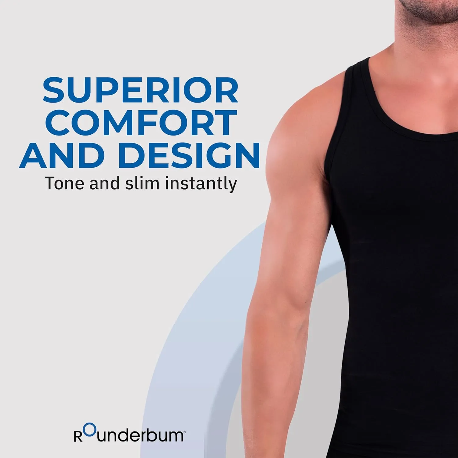 Rounderbum Mens Underwear | Compression Technology | Slim fit Cotton | Core Support Underwear | Slimming Male Tank Top