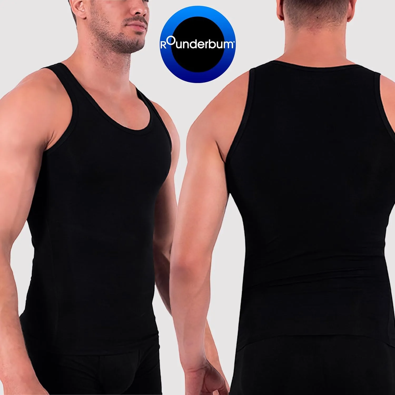 Rounderbum Mens Underwear | Compression Technology | Slim fit Cotton | Core Support Underwear | Slimming Male Tank Top
