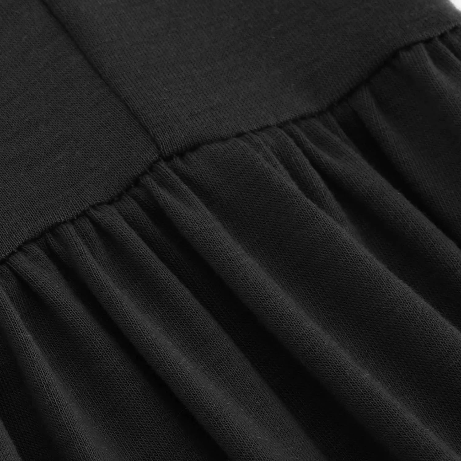 Ruffle Hem Maxi Dress for Women Crewneck Short Sleeve T Shirt Dresses Casual Summer Long Dress Plain Sundress