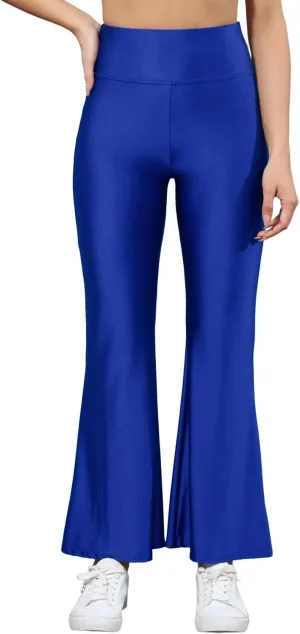Sghenr Women's Shiny High Waisted Flare Yoga Pants Tummy Control Wide Leg Casual Workout Leggings