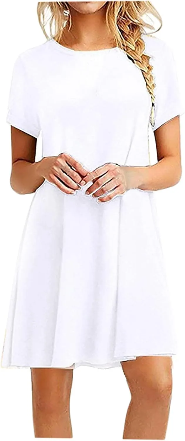 Shirt Dresses for Women A-Line Short Sleeve Polka Dots Mini Sundress 2025 Vacation Casual Beach Summer Dresses