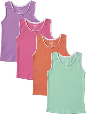 Sportoli Girls Ultra Soft 100% Cotton Tank Top Tagless Cami Undershirts (4 Pack)