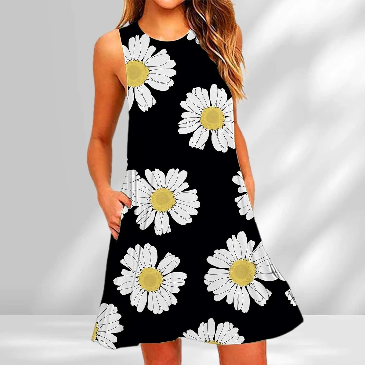 Spring Dresses for Women 2024 Summer Suspender Dresses Beach Casual Sleeveless Floral Print Tank Loose Sundress