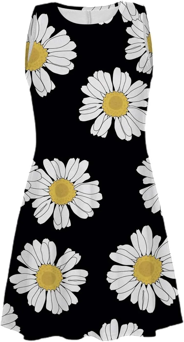 Spring Dresses for Women 2024 Summer Suspender Dresses Beach Casual Sleeveless Floral Print Tank Loose Sundress