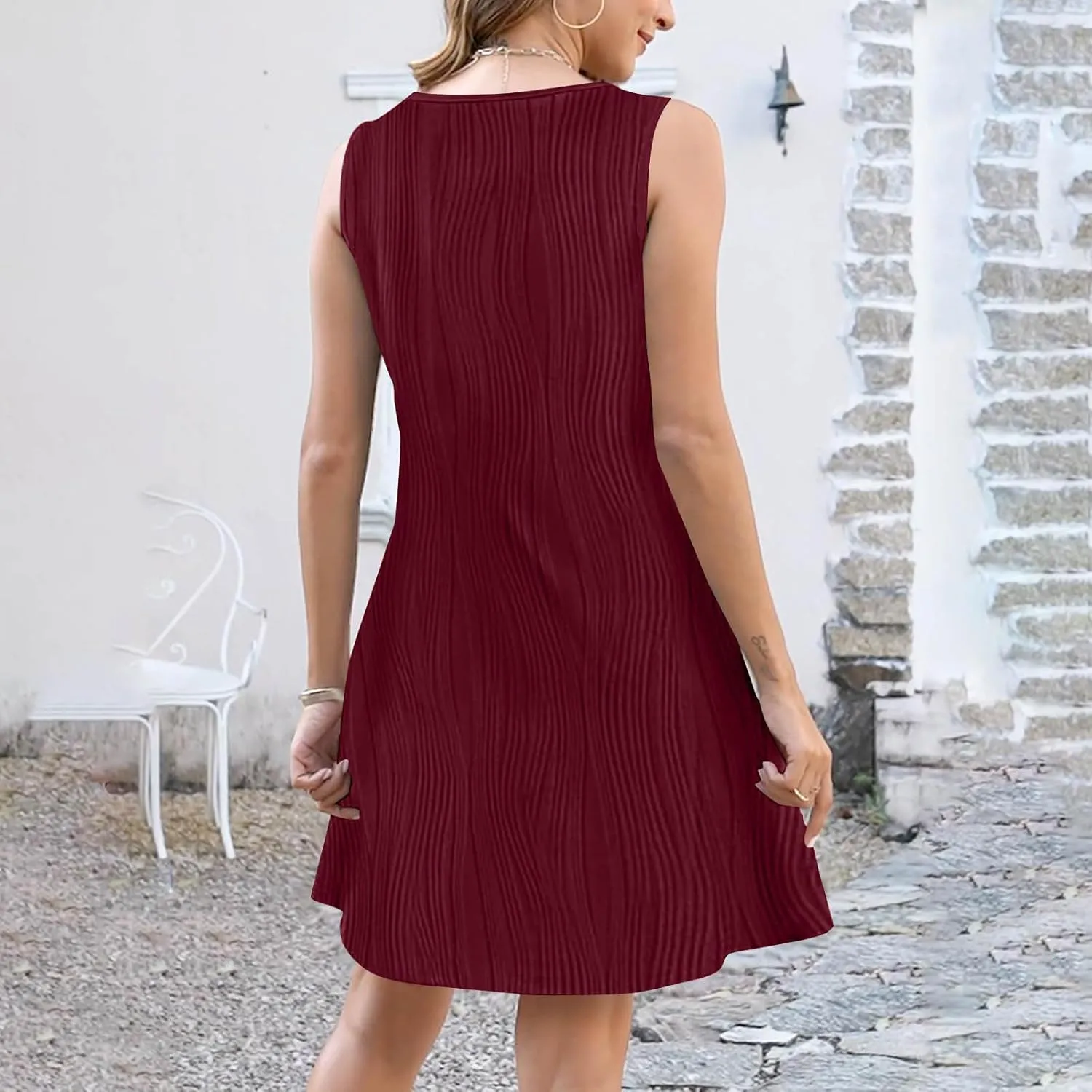 Summer Dresses for Women 2025 Sleeveless Swimsuit Beach Sundresses Coverups Vacation Button Down Casual Mini Dress