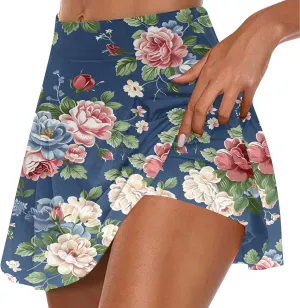 Summer Skorts for Women 2024 Trendy Floral Print High Waisted Flowy Skorts Casual Comfy Sport Skirts with Shorts