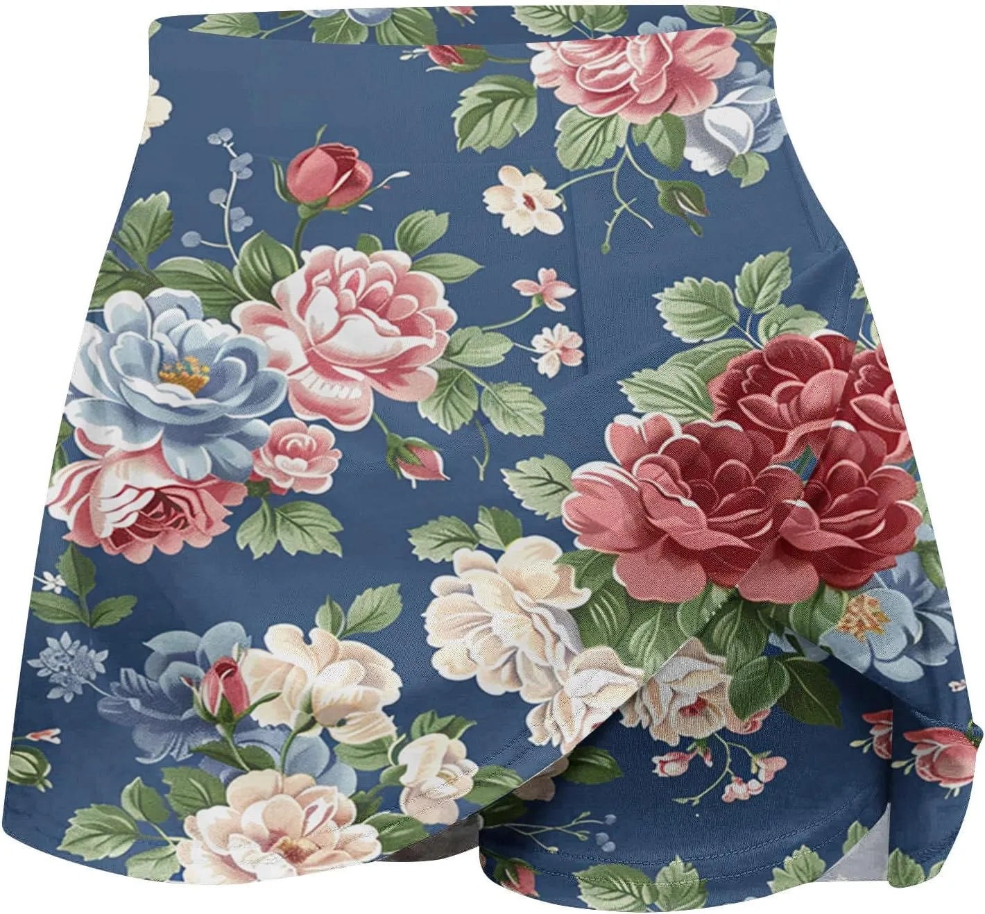 Summer Skorts for Women 2024 Trendy Floral Print High Waisted Flowy Skorts Casual Comfy Sport Skirts with Shorts