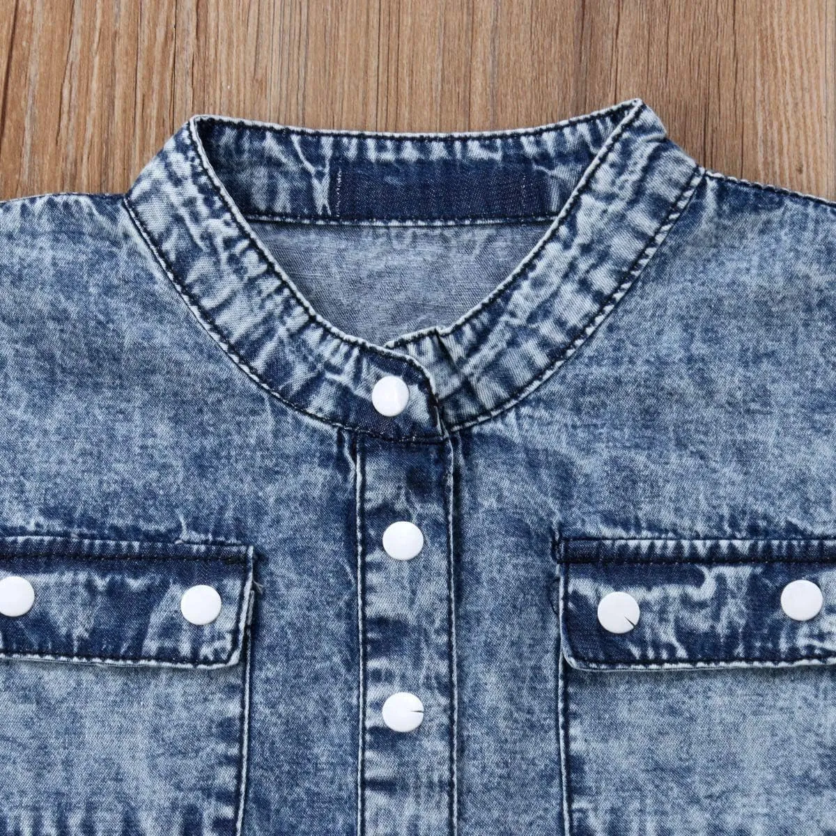 Toddler Girl Denim Pants Overalls Short Sleeve Round Neck Button Down Jeans Jumpsuit Clothing