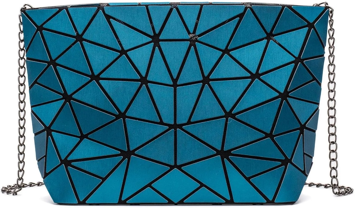 Ulalaza Geometric Lattice Luminous Purse Chain Crossbody Clutch Purses Tote Handbags Holographic for Women