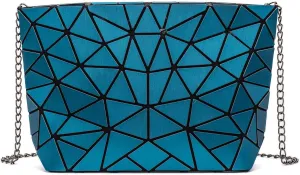 Ulalaza Geometric Lattice Luminous Purse Chain Crossbody Clutch Purses Tote Handbags Holographic for Women
