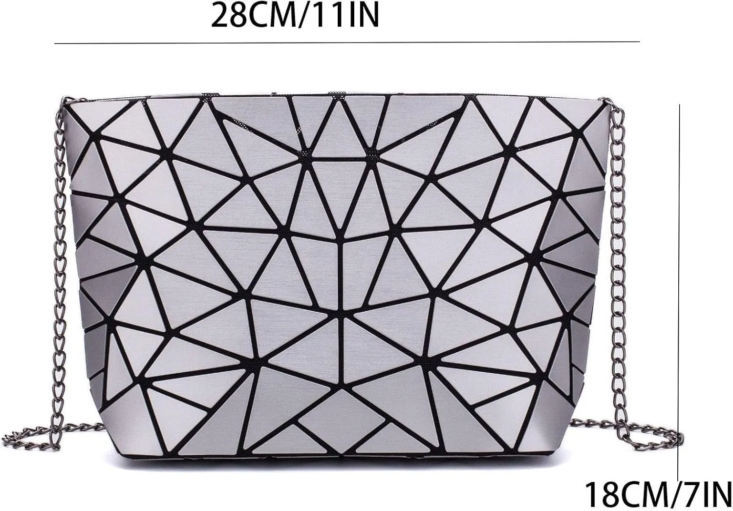 Ulalaza Geometric Lattice Luminous Purse Chain Crossbody Clutch Purses Tote Handbags Holographic for Women