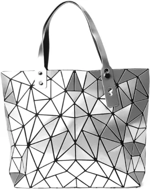 Ulalaza Geometric Lattice Luminous Purse Chain Crossbody Clutch Purses Tote Handbags Holographic for Women