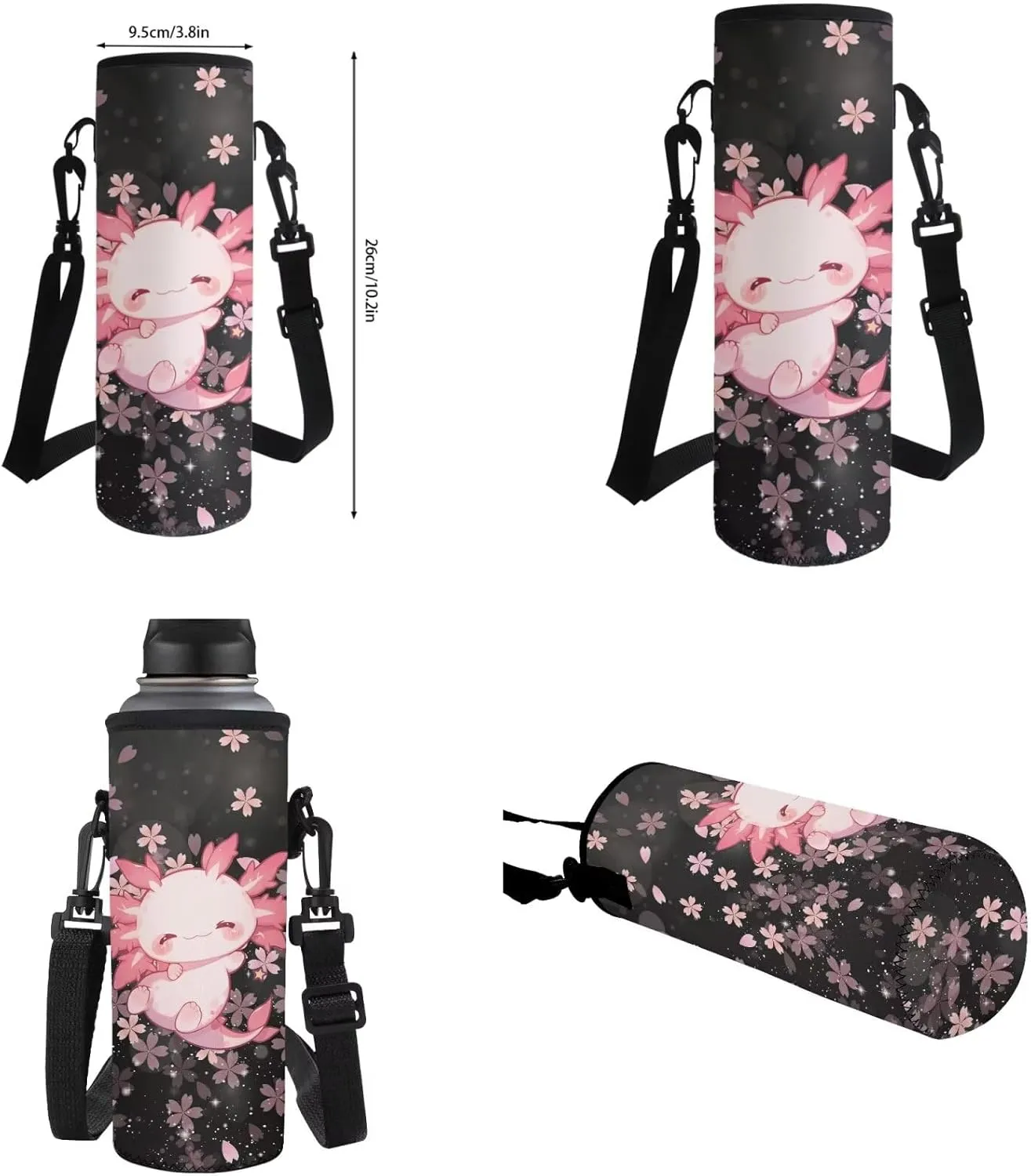 Upetstory Cherry Blossom Axolotl Backpack for Girls School Bag Set with Lunchbag Teen Girls School Backpacks Tween Schoolbag Elementary Kindergarten Preschool Middle School Bookbag Pencilcase