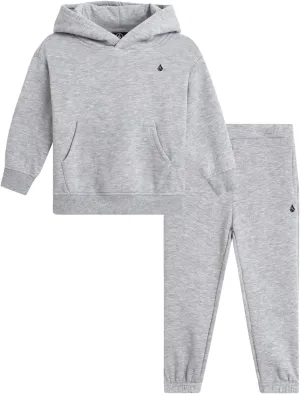 Volcom Toddler Boys Joggers Set - 2 Piece Fleece Pullover Hoodie and Jogger Pants - Matching Outfit for Little Boys (12M-7)