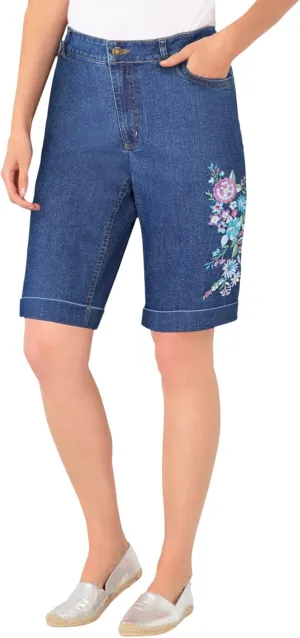 Woman Within Plus Size Stretch Denim Jean Bermuda Short