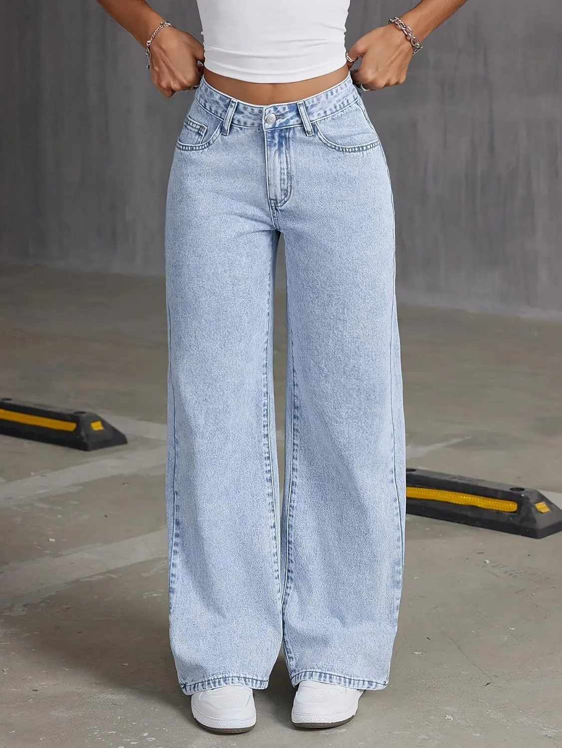 Women Wide Leg Baggy Jeans High Waisted Bowknot Embroidery Denim Pants Straight Leg Boyfriend Trendy Streetwear