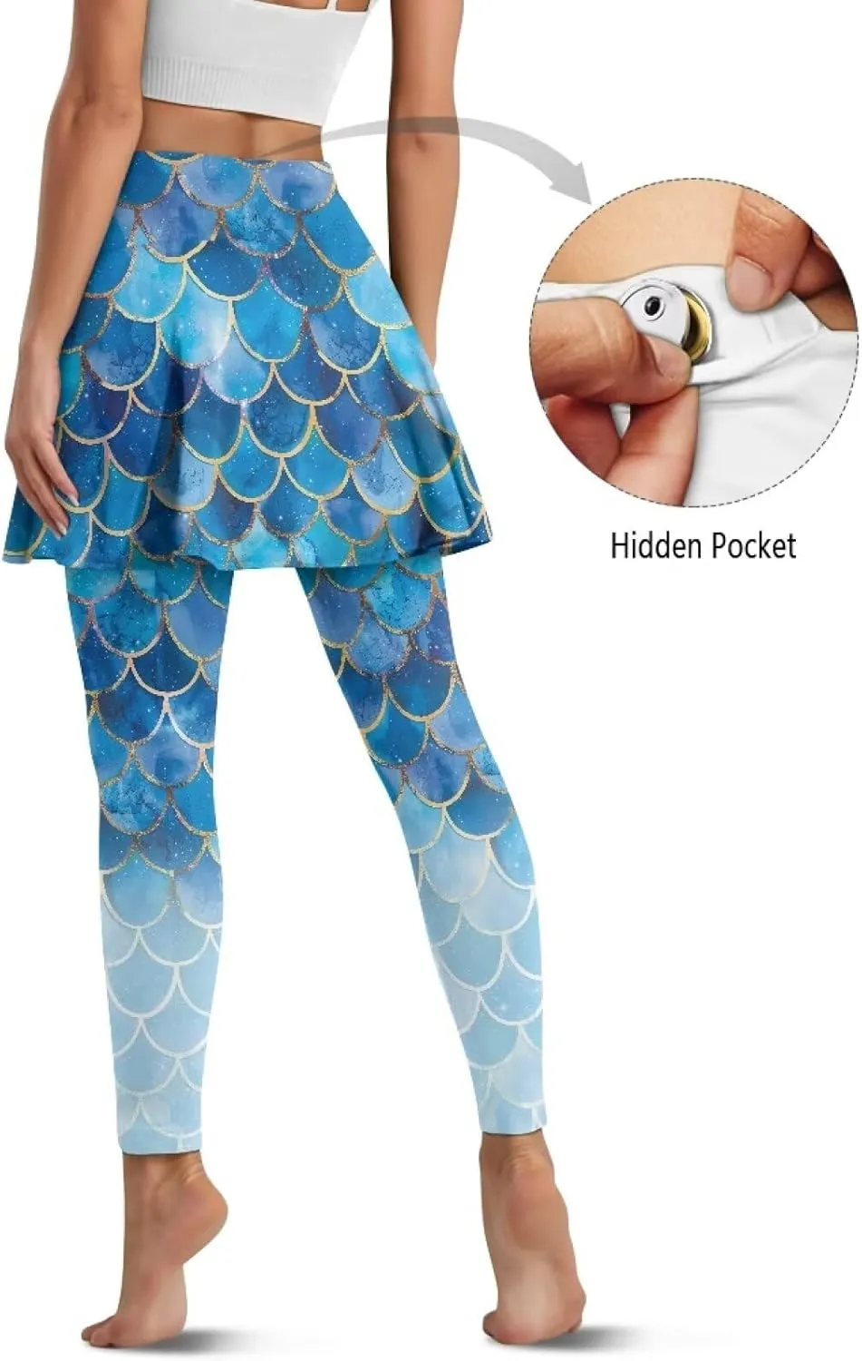 Womens Active Skirted Leggings Ruffle Pleated Tennis Skirts High Waisted Skorts Leggings with Pockets Size XS-3XL