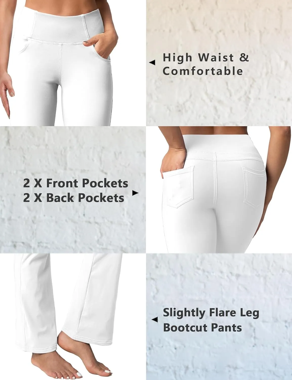 Women's Bootcut Yoga Pants, Wide Leg Leggings with Pockets High Waist Flare Dress Pants Petite/Regular/Tall