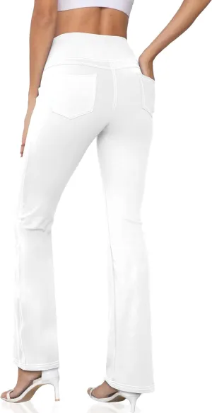 Women's Bootcut Yoga Pants, Wide Leg Leggings with Pockets High Waist Flare Dress Pants Petite/Regular/Tall