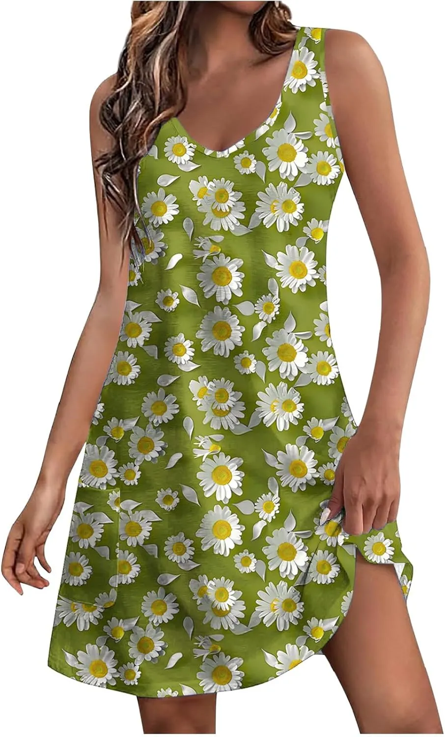 Women's Casual Boho Tank Dress Summer Beach Sundress Vintage Floral Printed A-Line Dresses Elegant Midi Sundresses