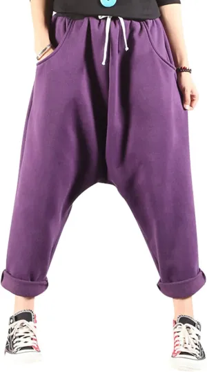 Women's Drawstring Waist Harem Pants with Fleece