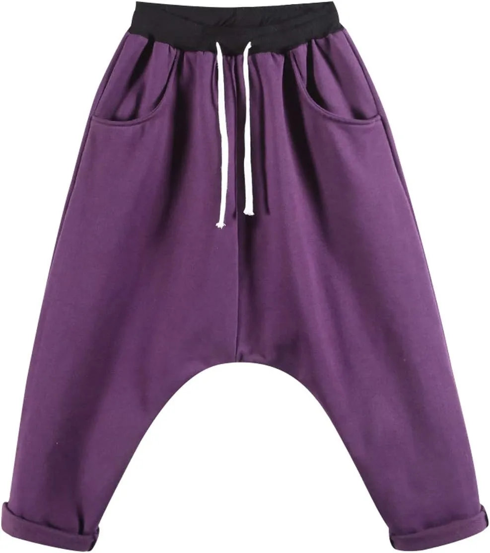 Women's Drawstring Waist Harem Pants with Fleece
