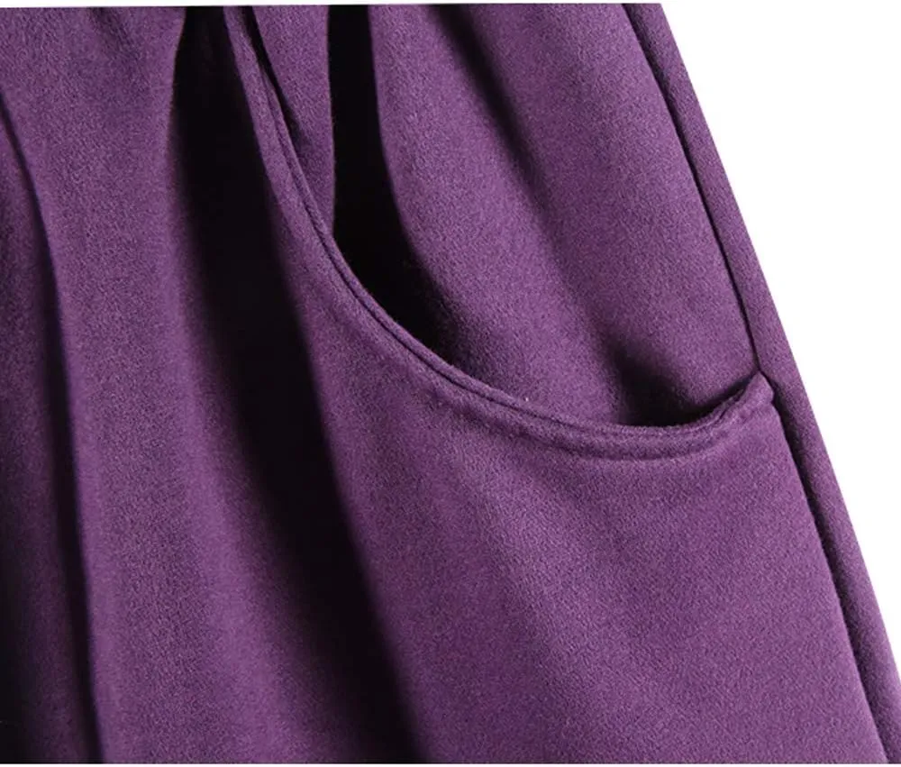 Women's Drawstring Waist Harem Pants with Fleece