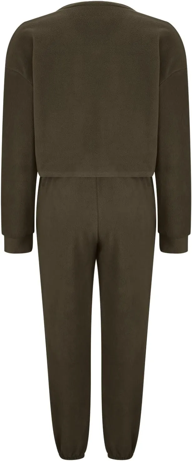 Women's Fuzzy Casual Pajamas Sets Long Sleeve Fleece V Neck Pullover Top and Pants 2 Piece Fluffy Loungewear Sleepwear