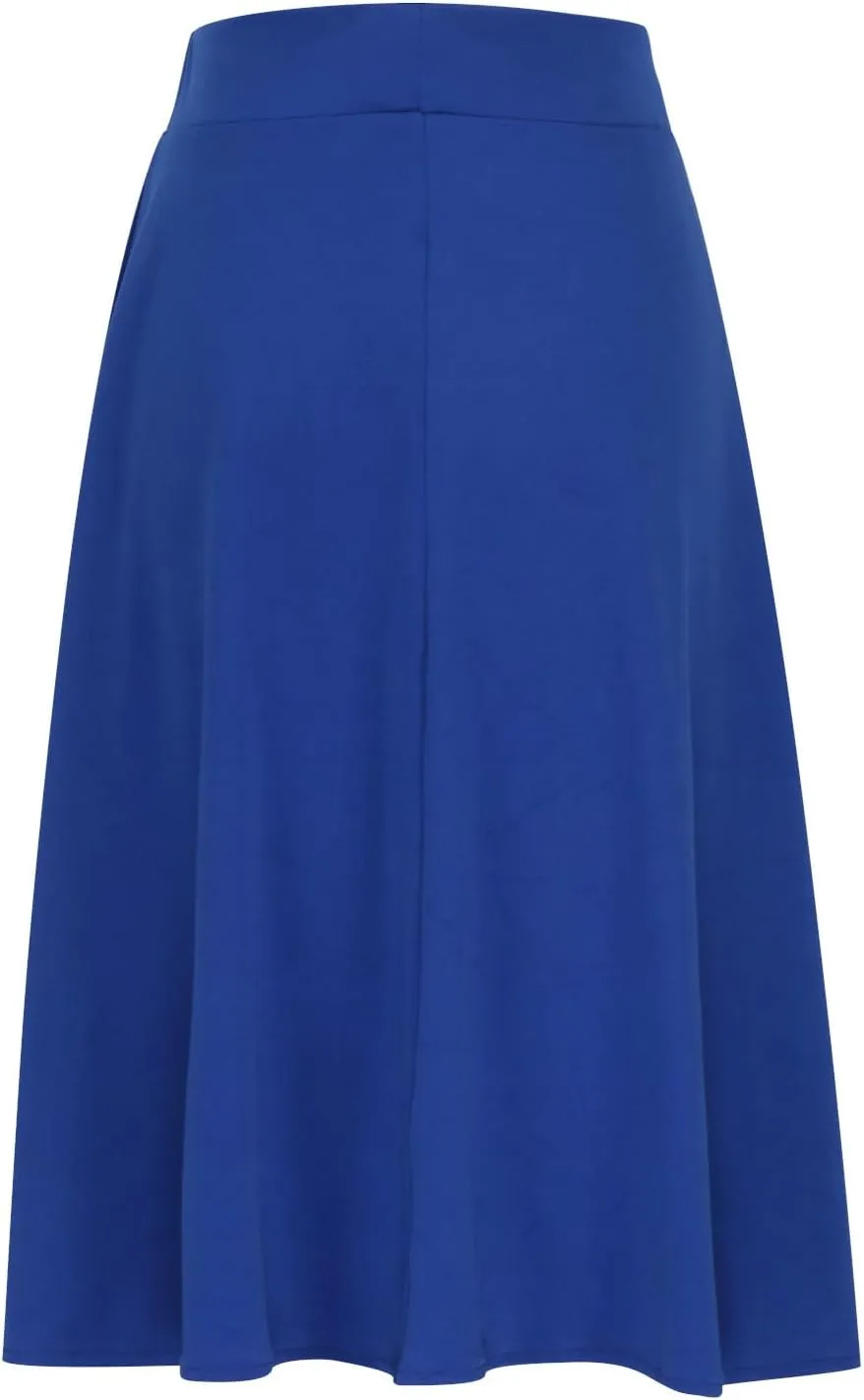 Women's High Waist Flared Skirt Pleated Midi Length Skirt A-Line Plus Size Casual Summer Lightweight Solid Long Skirt