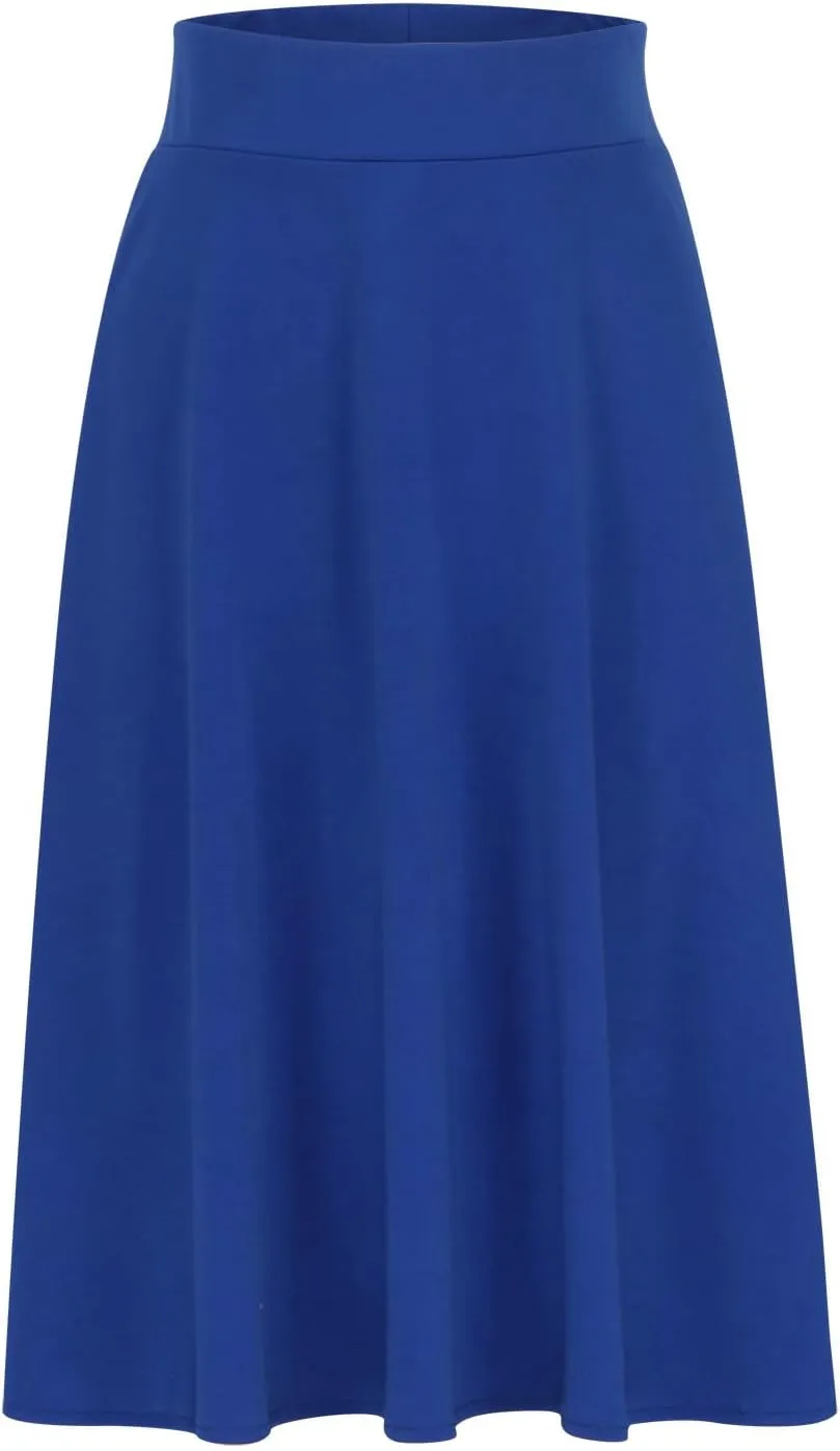 Women's High Waist Flared Skirt Pleated Midi Length Skirt A-Line Plus Size Casual Summer Lightweight Solid Long Skirt