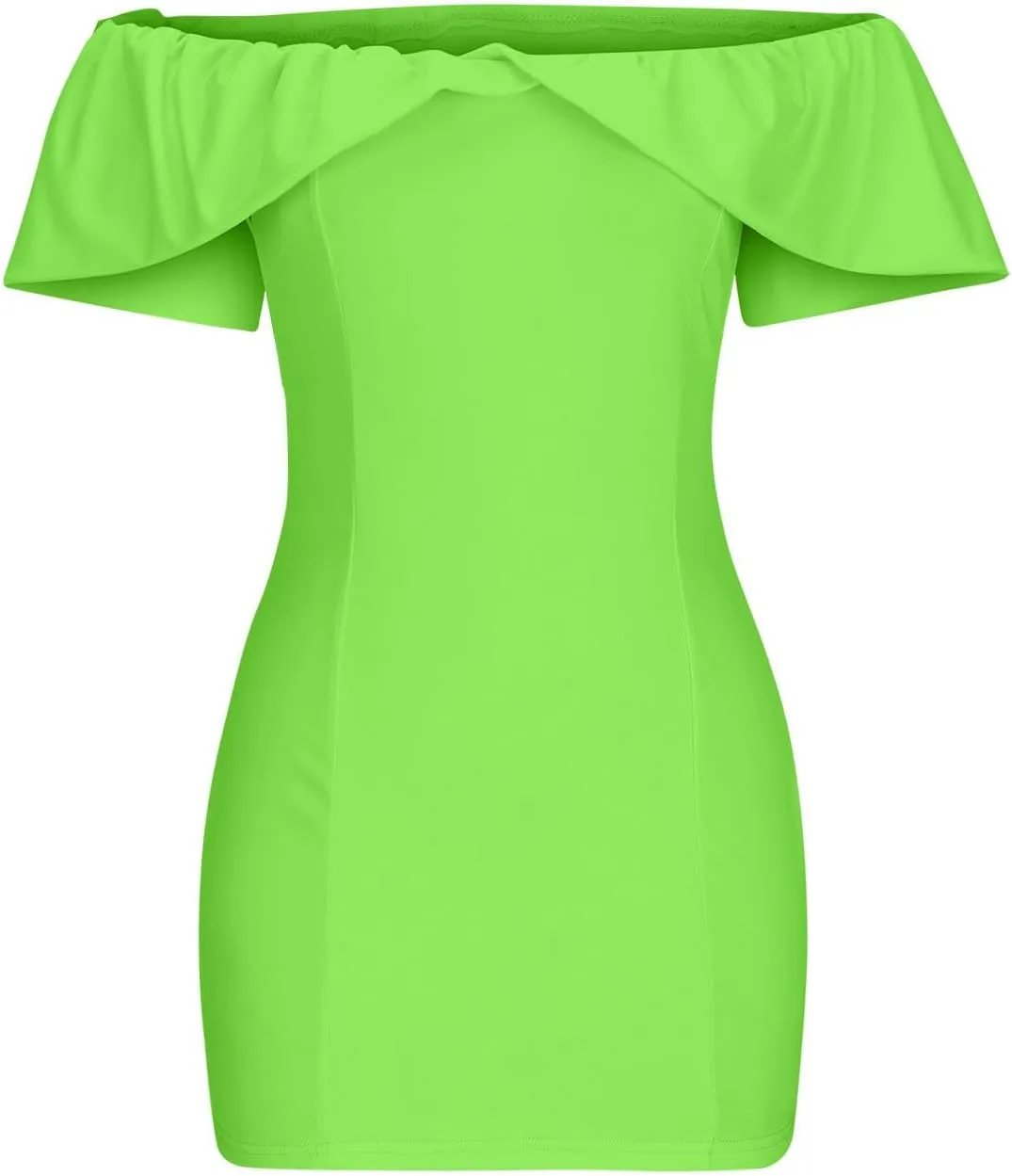 Womens Off Shoulder Ruffle Short Sleeve Wedding Guest A Line Dress Cocktail Party Pencil Dresses Slim Fit Dress