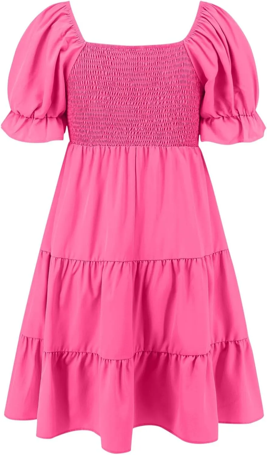 Womens Off Shoulder Sexy Mini Dresses Summer Tiered Ruffle Smocked Blouson Short Dress Solid Color Cute Beach Dress