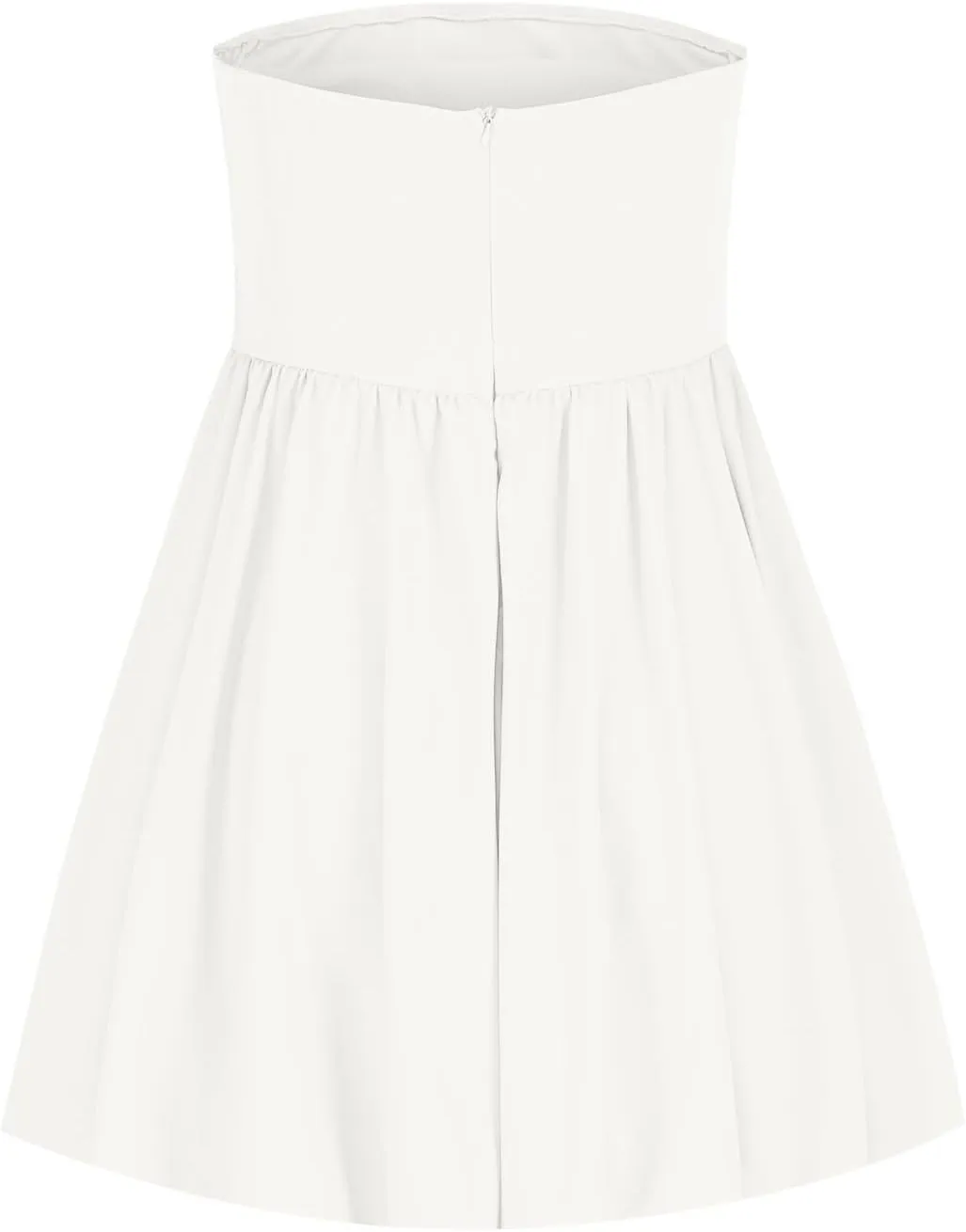 Women's Strapless Tube Top Mini Dress Ruched A Line Flare Ruffle Trendy Y2k Bubble Wedding Club Party Short Dresses