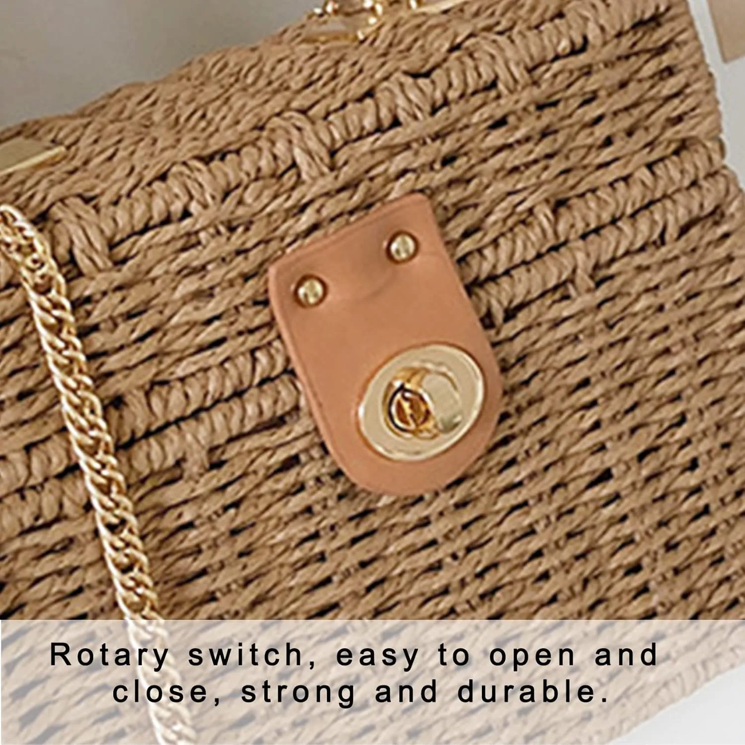 Women's Straw Bag Wicker Woven Basket Beach Purse Summer Purses Vacation Handbags Rattan Crossbody Bag Straw Purse