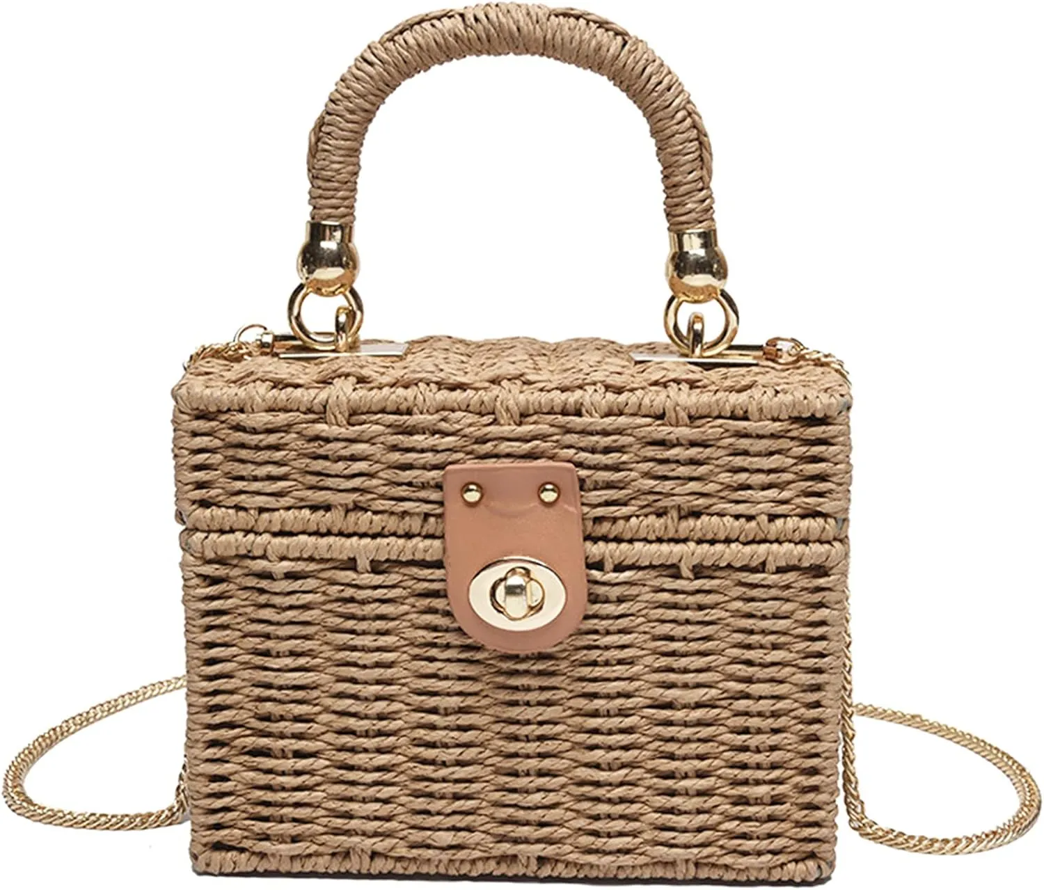 Women's Straw Bag Wicker Woven Basket Beach Purse Summer Purses Vacation Handbags Rattan Crossbody Bag Straw Purse
